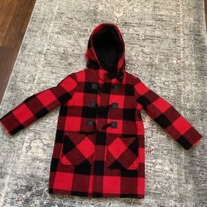 Cat & Jack Red and Black Plaid Hooded Jacket